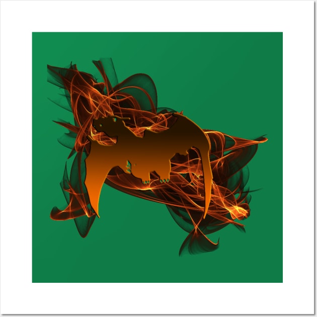 Dragon From The Ashes on Emerald Green Wall Art by LANStudios